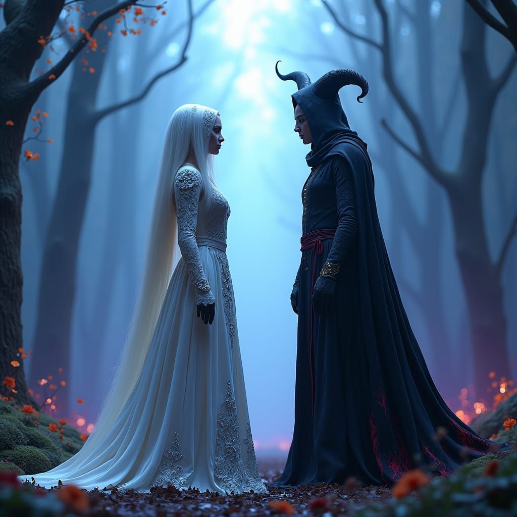 Good Witch Versus Evil Witch in Enchanted Forest