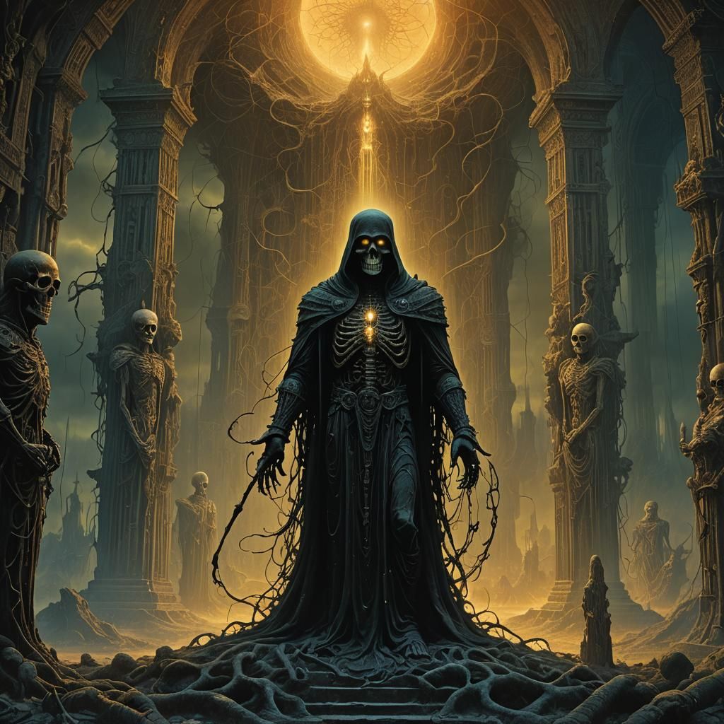 God of Death in Mystical Realm, Beksiński Style