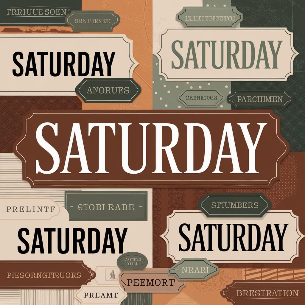 Vibrant Saturday Collage in Rusty Hues and Creamy Textures