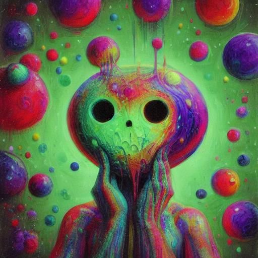 Dreamlike Surrealism: Person Floating in Starry Space