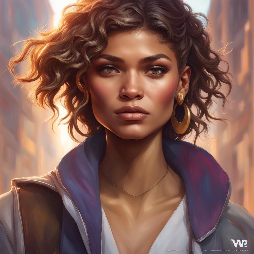 Zendaya Portrait in Hyperdetailed Digital Art Style