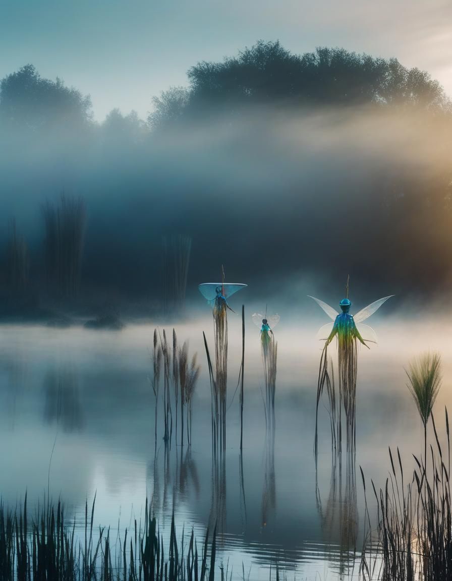 Mysterious Alien Fairies Emerge from Foggy Lake
