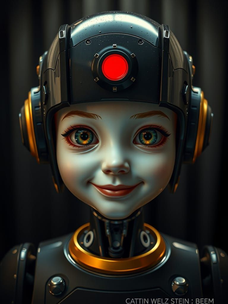 Android Robot Passport Photo in Impressionist Style