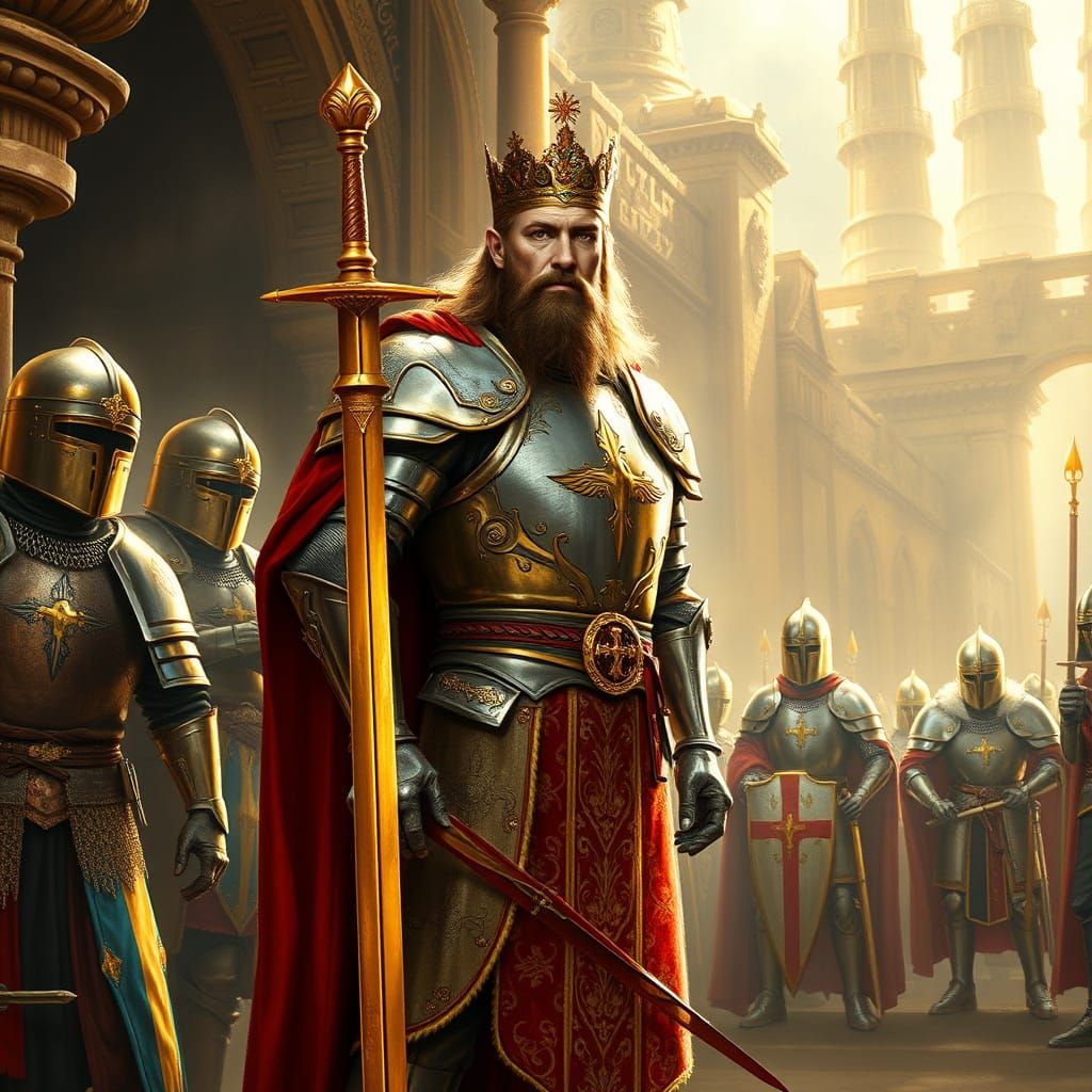 King Arthur with Knights of the Round Table in Regal Style