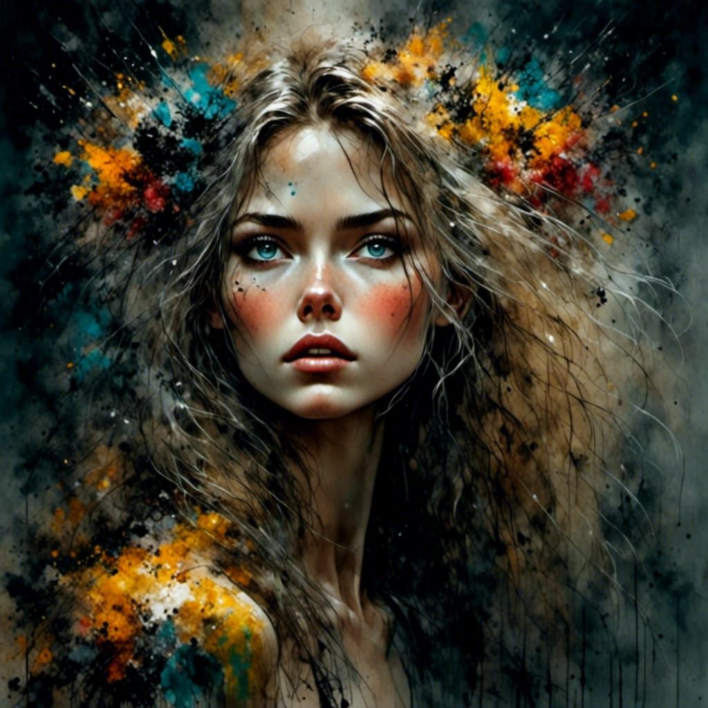 Colorful Impressionistic Witch Portrait with Textured Paint