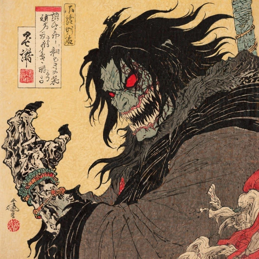 Grimdark Ukiyo-e Style Art