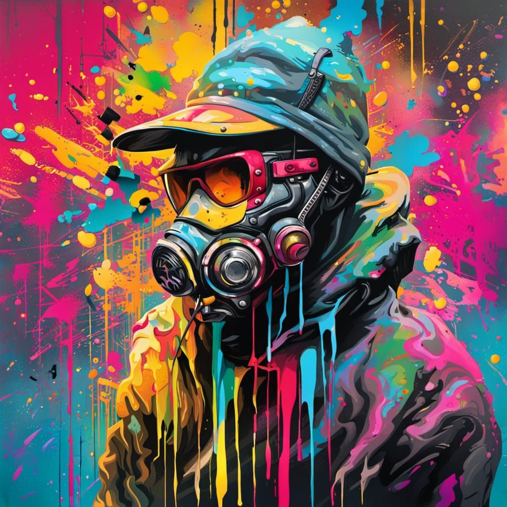 Dynamic Hacking Graffiti Art in Street Style