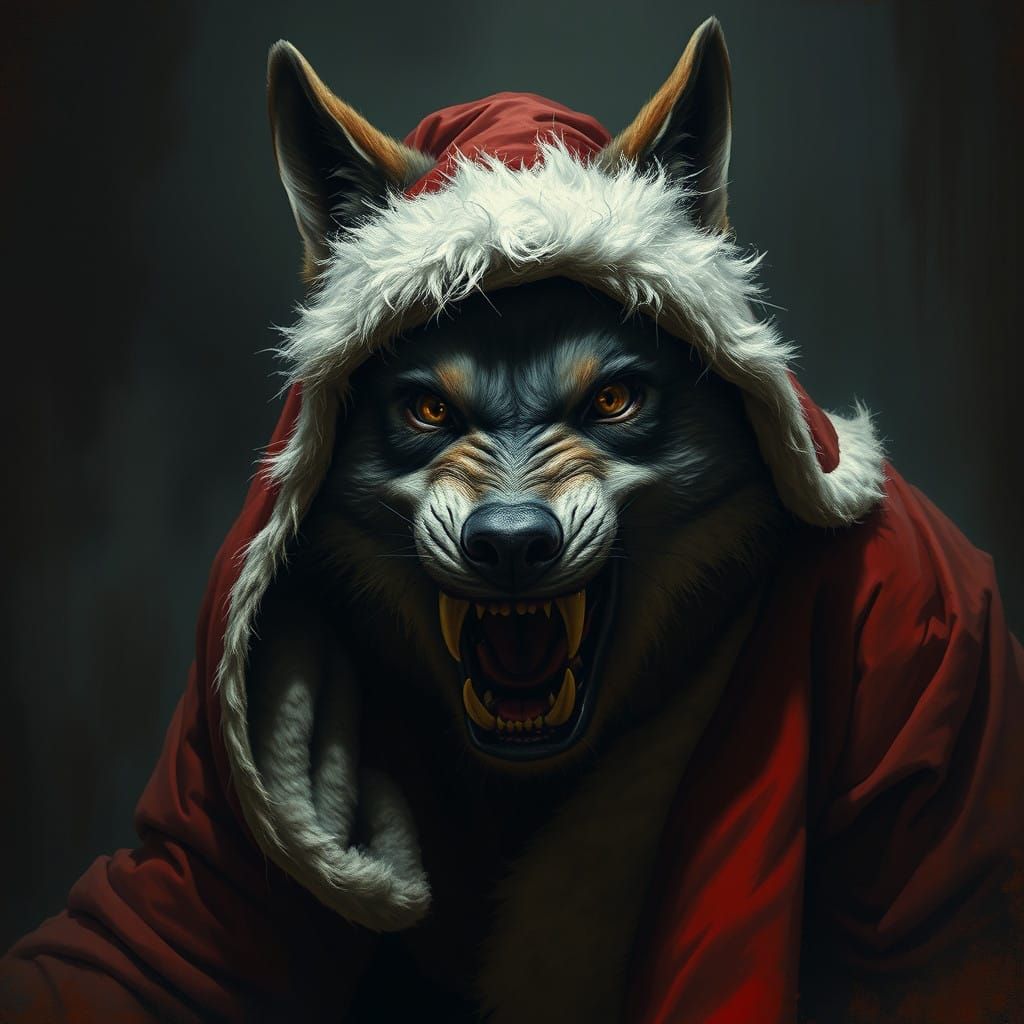 Eldritch Wolf in Tattered Santa Robe