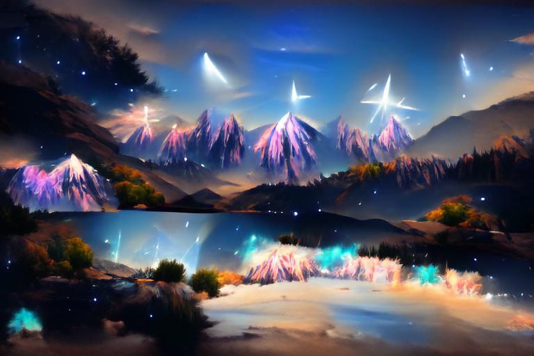 Starlit Mountains: A Night Sky Landscape