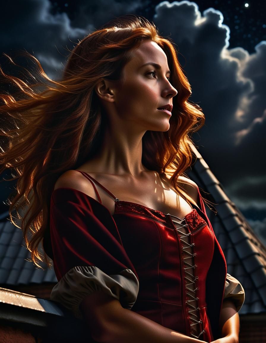 Renaissance Woman Basks in Ethereal Starlight