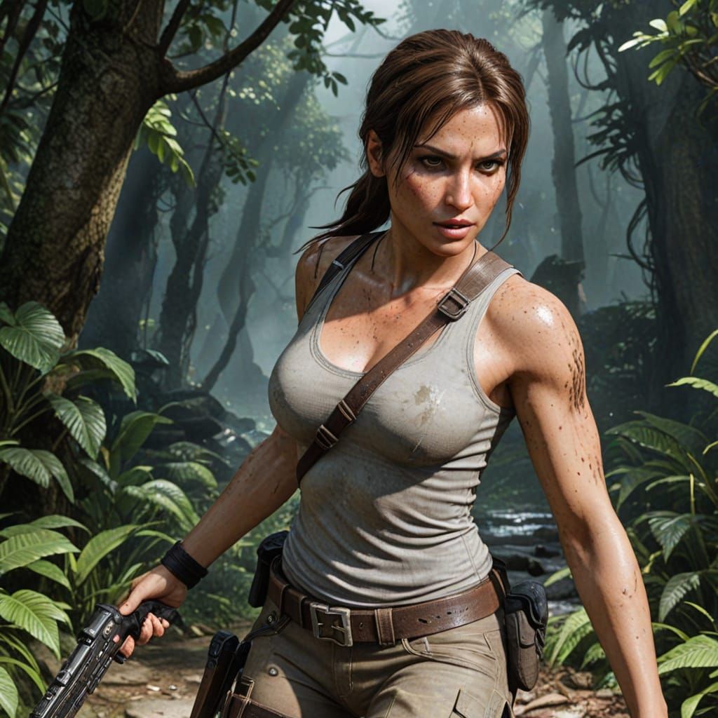 Lara Croft in Dynamic Action Pose