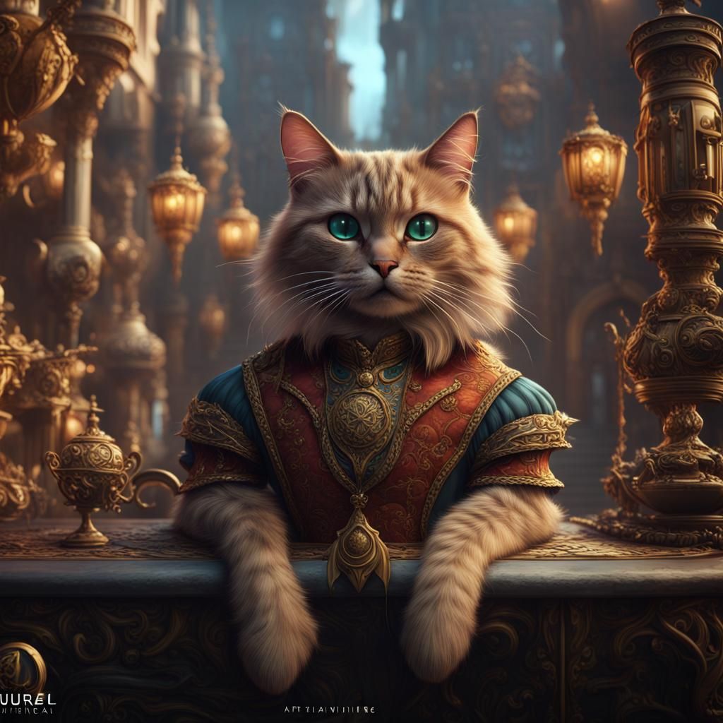 Opulent Cat in Detailed Matte Painting