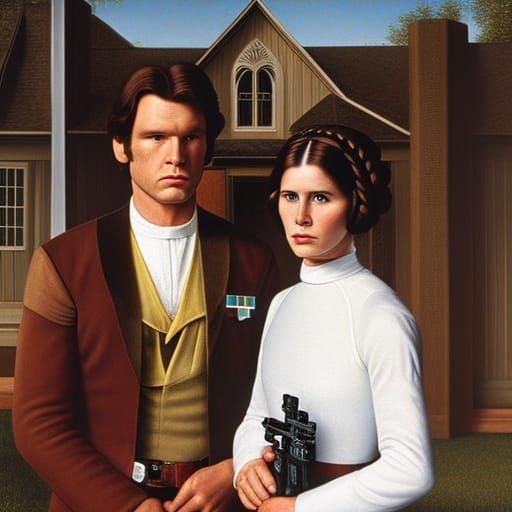 Han and Leia in American Gothic Style