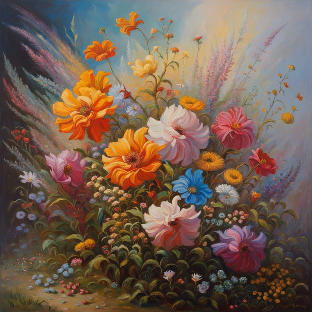 Ethereal Flowers Journey in Oil on Canvas