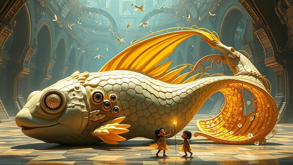 Cyberpunk Aquatic Abstraction: Majestic Creature and Whimsic...