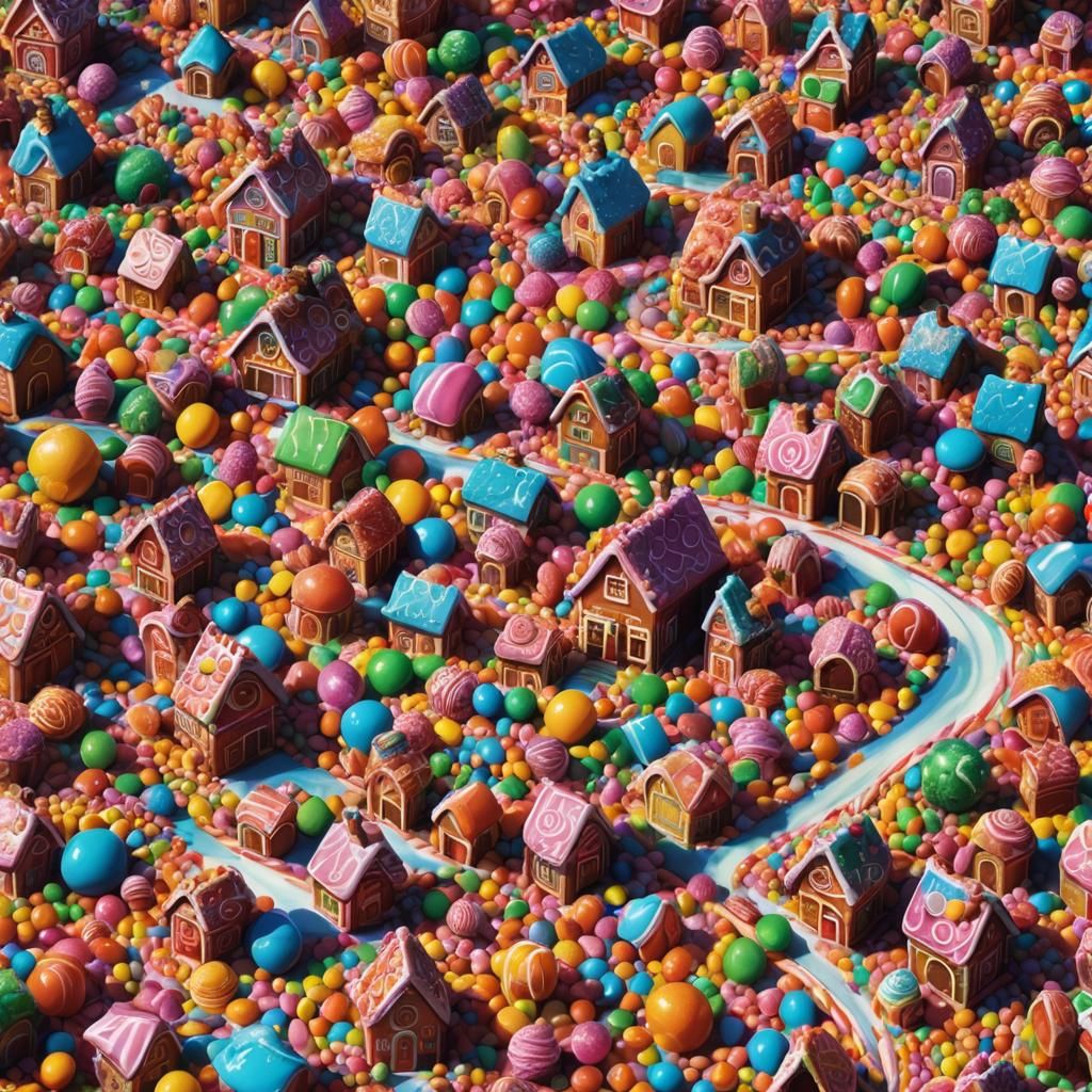 Hyperrealistic Candy Land Concept Art