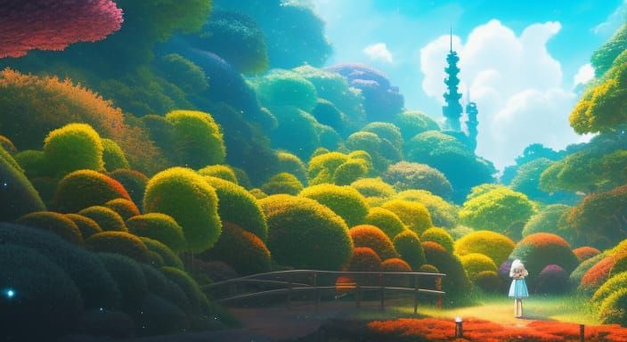 Whimsical Time Travel Window in Anime Style