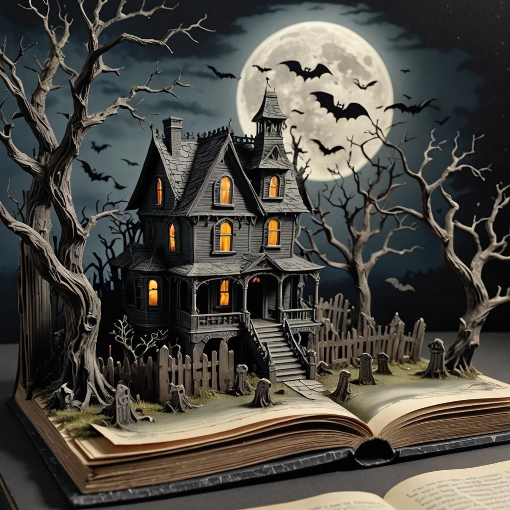 Scary Haunted House Popup Book in 3D