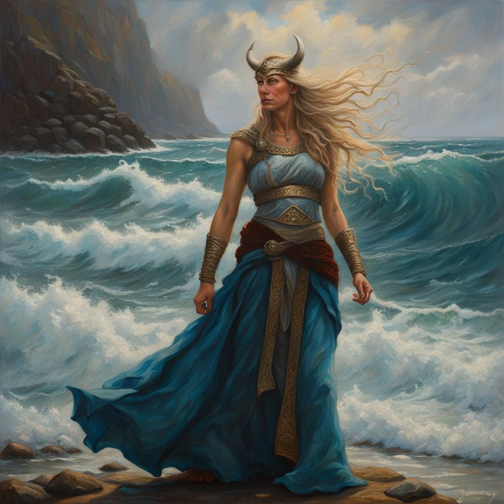 Hyperrealistic Norse Goddess of the Sea