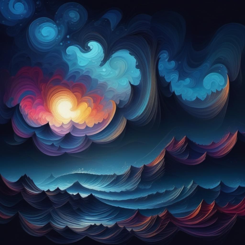 Abstract Wave Fractal in Expressionist Style