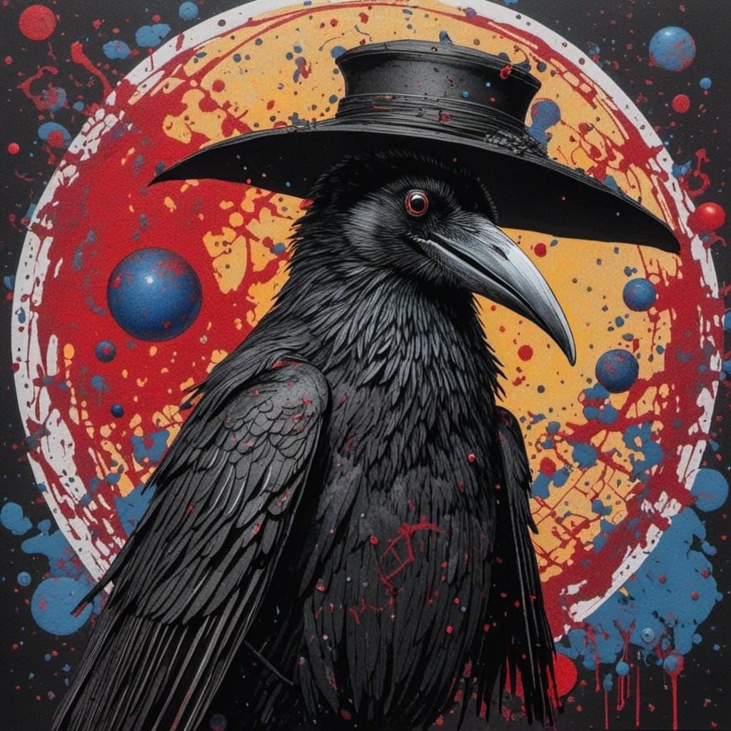 Plague Doctor with Raven in Surreal Contemporary Art