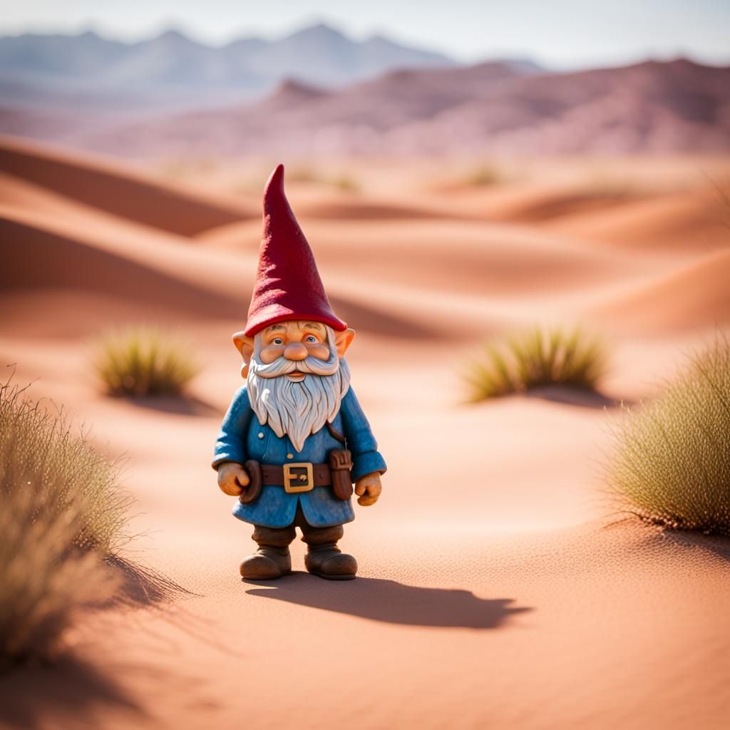 Gnome's Desert Journey: Professional Photography