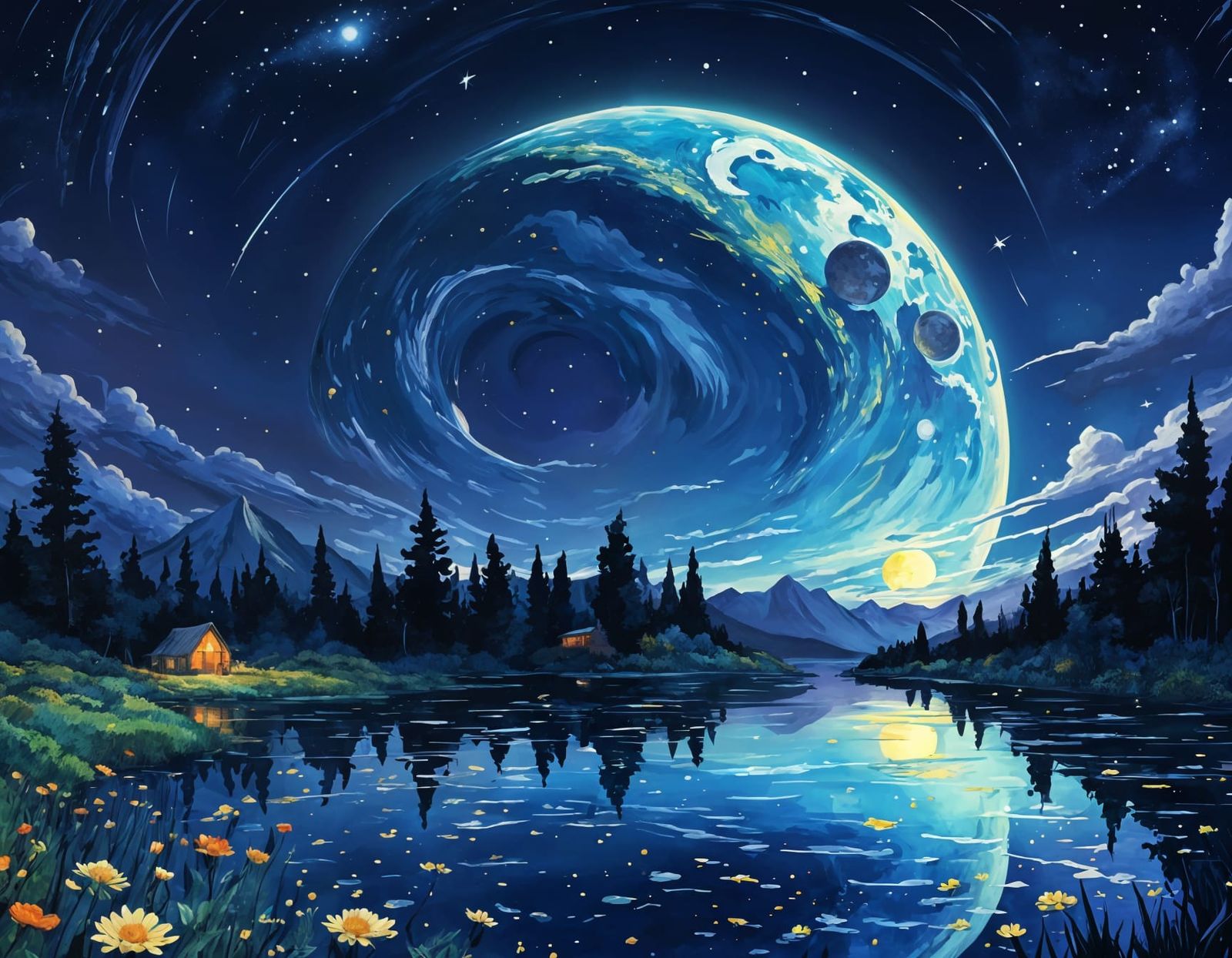 Whimsical Sci-Fi Fantasy Landscape in Studio Ghibli Style