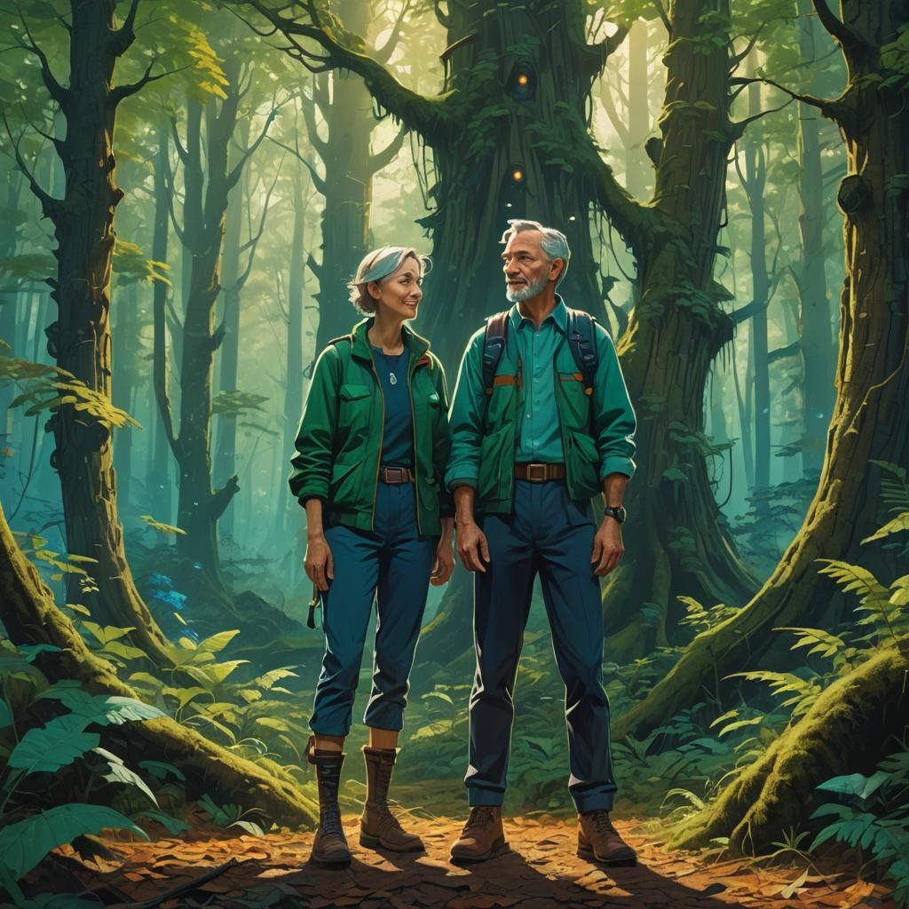 Smiling Parents in Enchanted Forest Concept Art