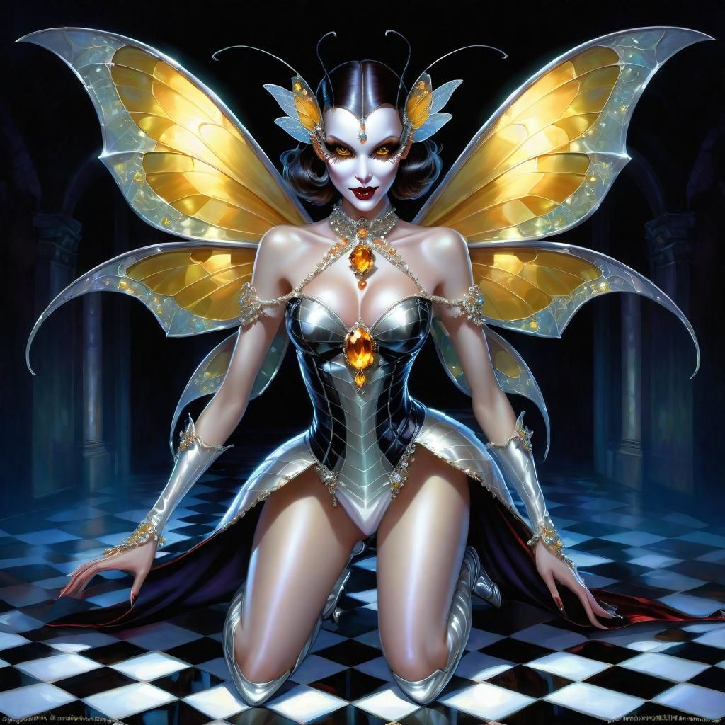 Bejeweled Masquerade Vampire with Dragonflies