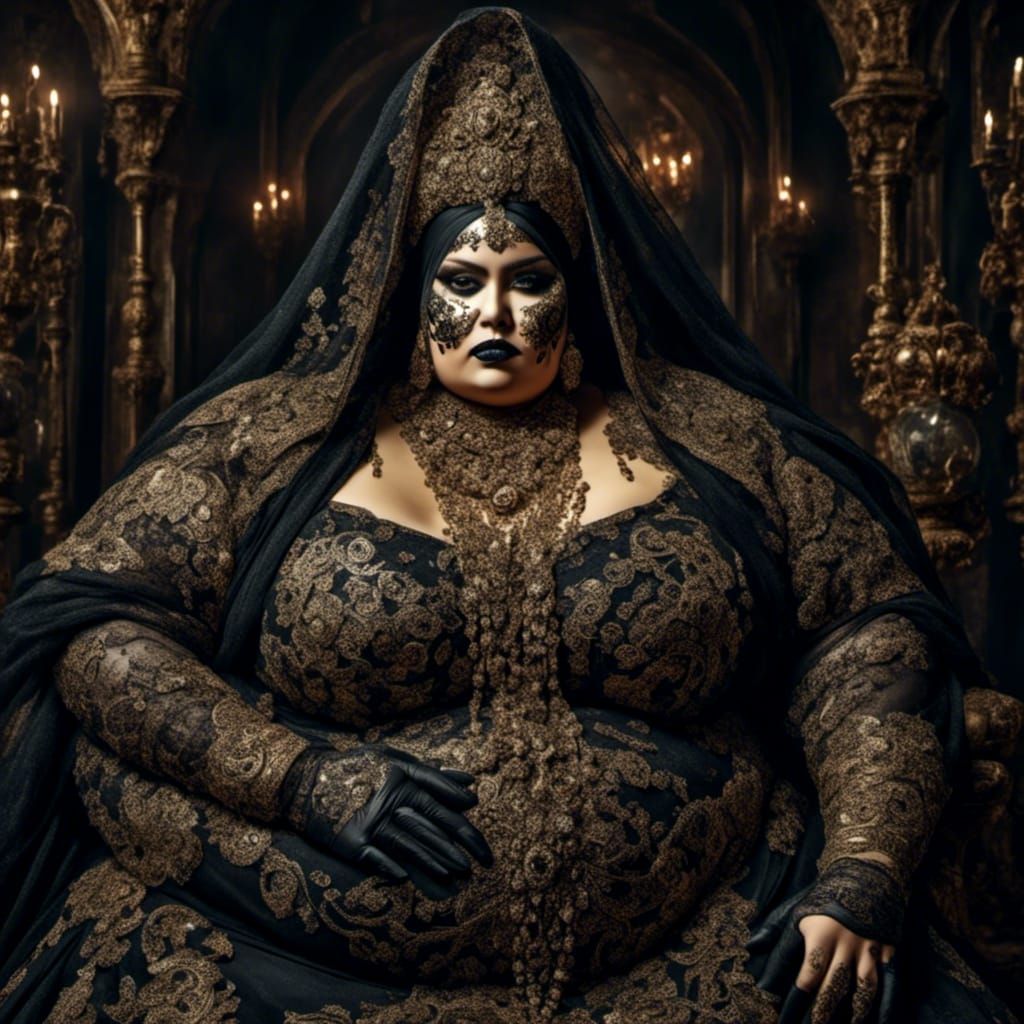 Curvy Woman with Niqab and Purple Eyes