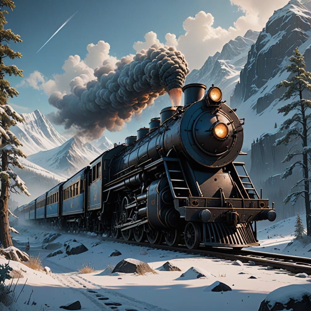 Frostpunk Train in a Crystal-Encrusted Landscape