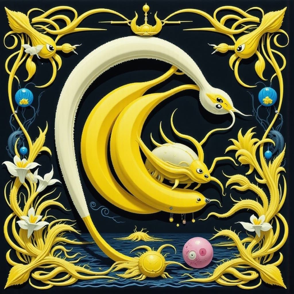 Stylized Banana with Bold Colors and Textures