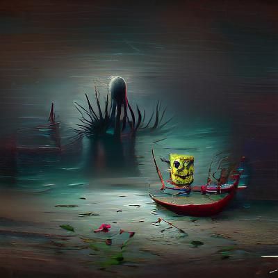 Creepy Spongebob in Sinister Style, 8k Resolution