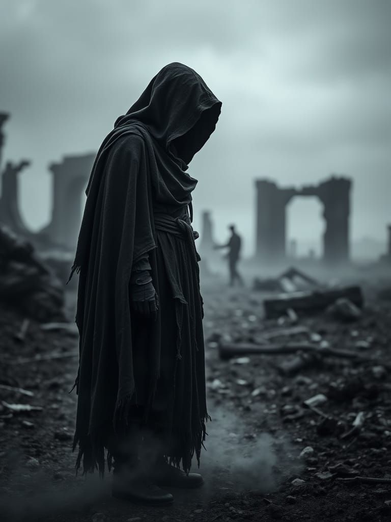 Dark Figure Embodies Pestilence in Haunting Black and White ...