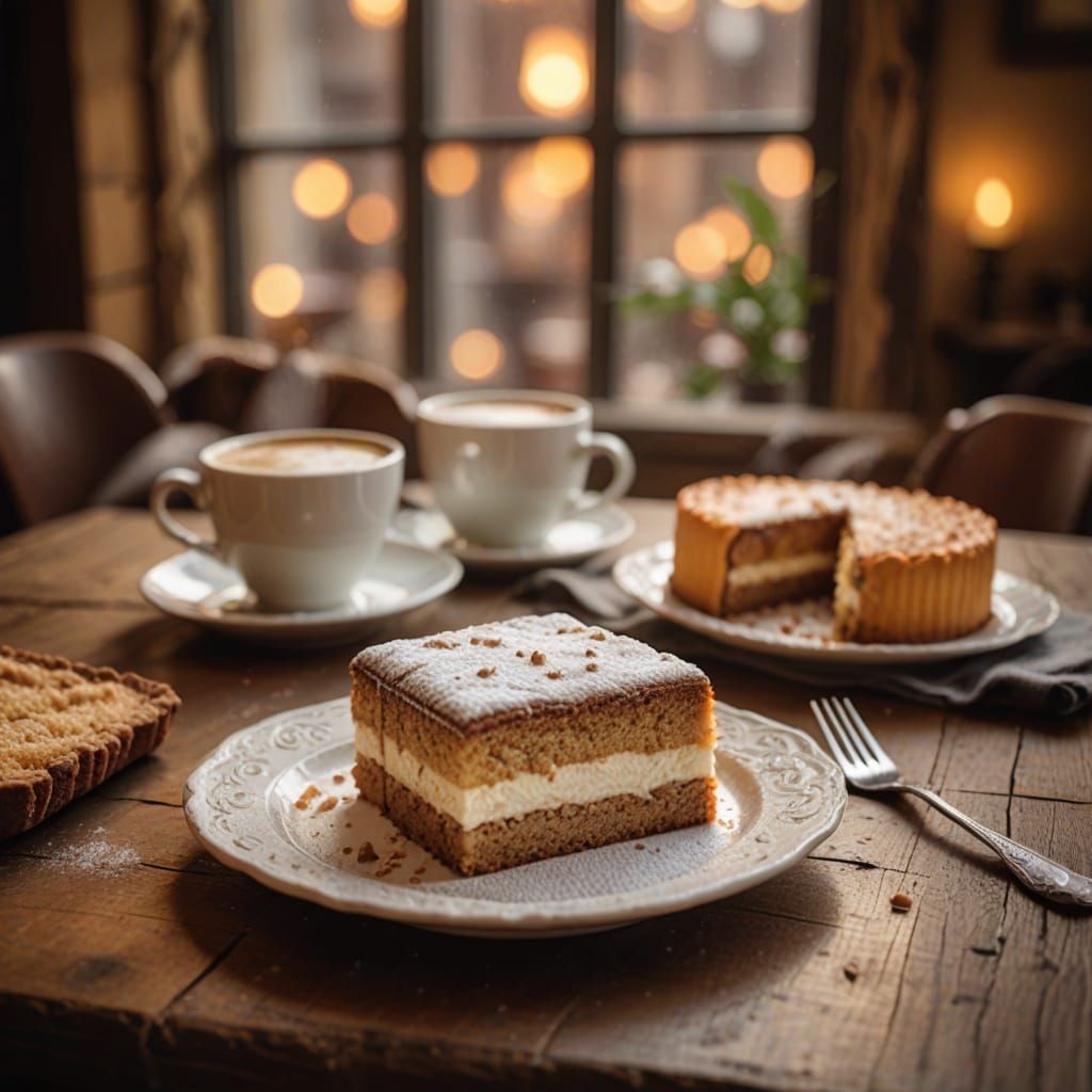 Warm and Inviting Coffee and Cake Still Life