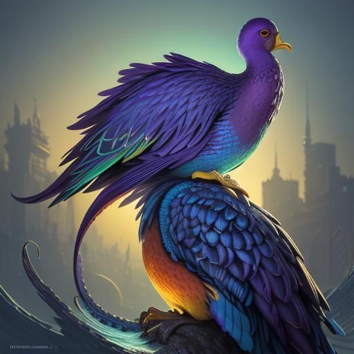 Vibrant Atlantean Octopus Duck Emperor in Pixar Style