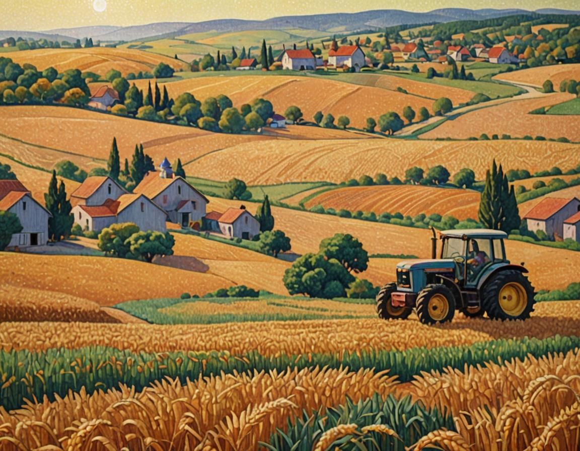 Pointillism Wheat Fields