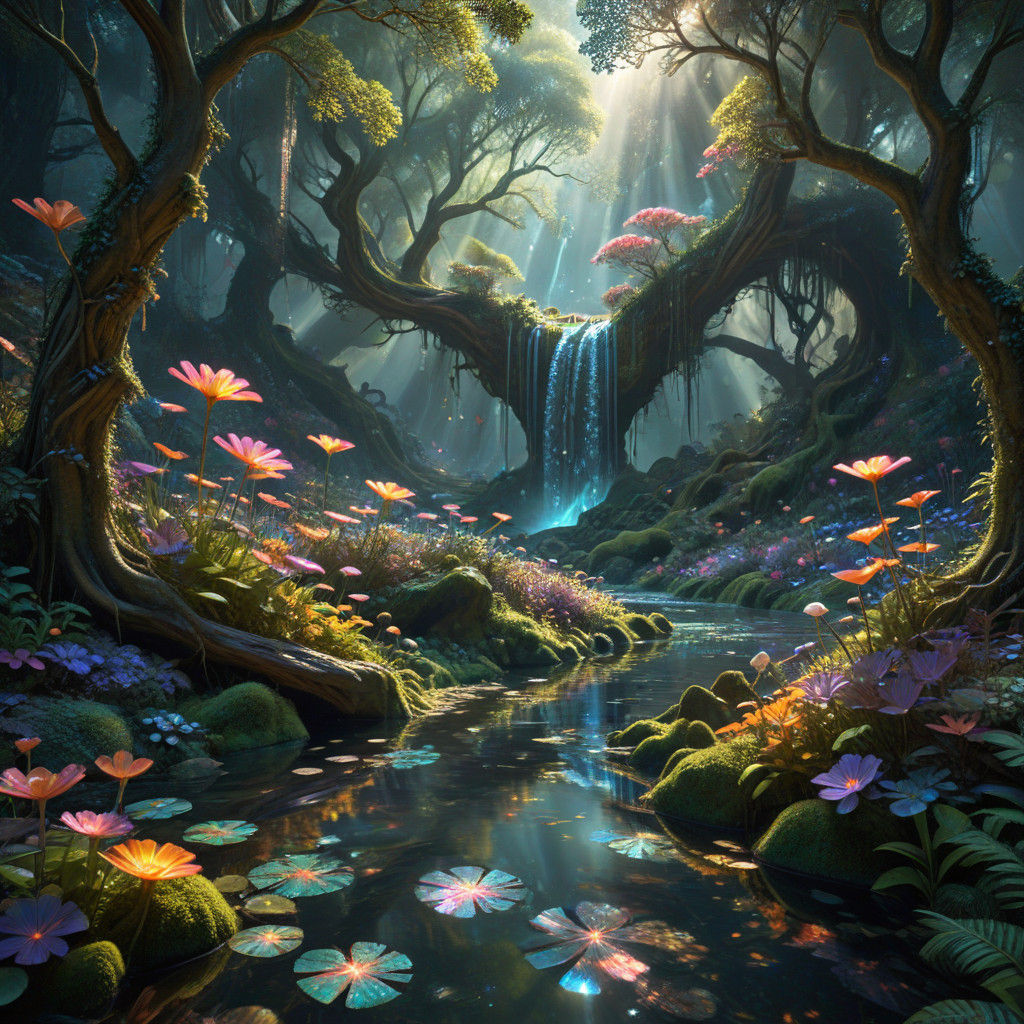 Whimsical Fractal Forest Scene