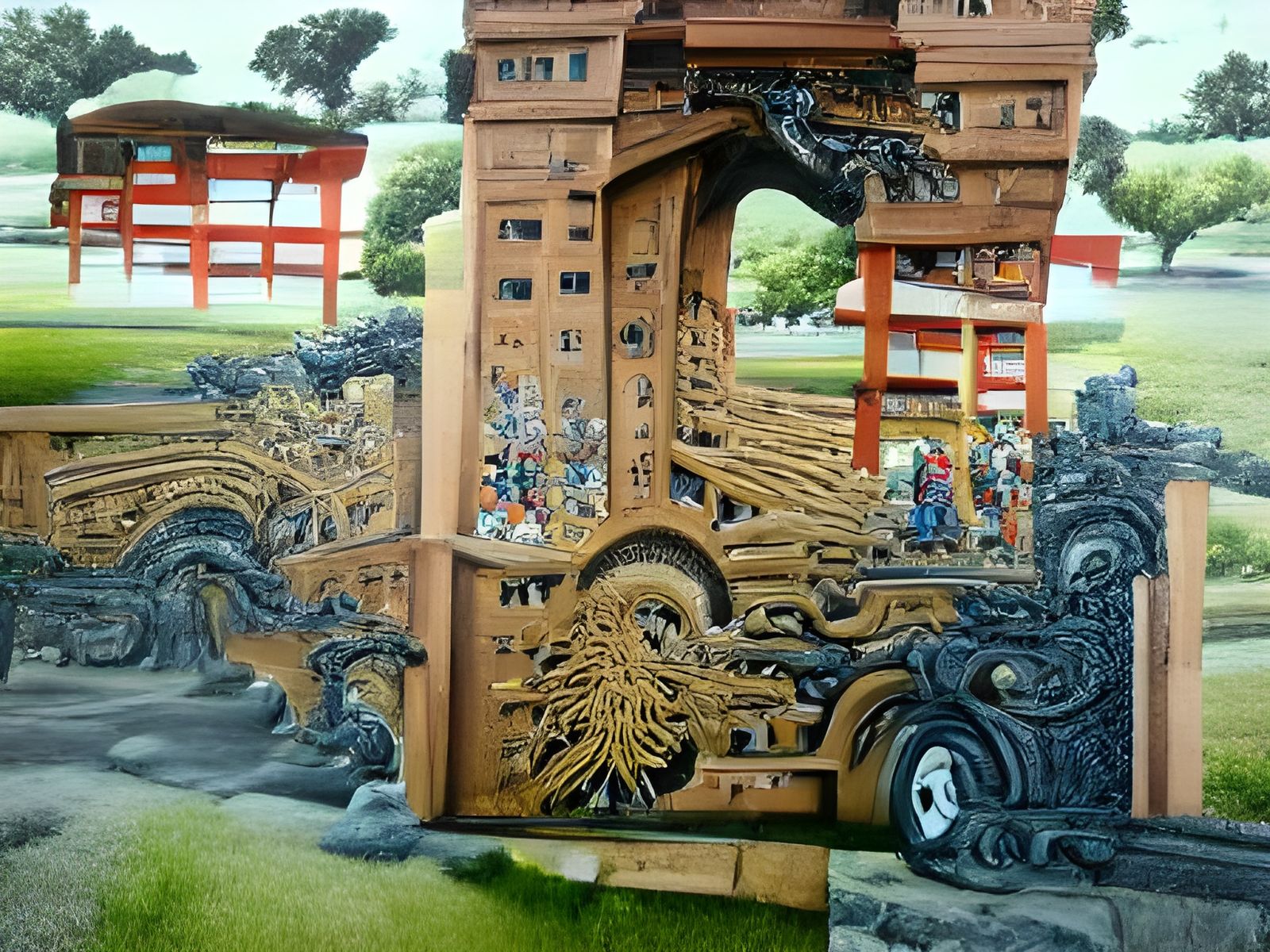 Detailed Japanese Torii Gate Painting