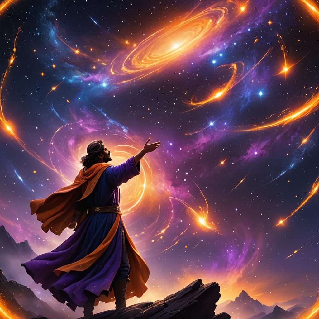 Sorcerer Conjures Constellations in Fantasy Concept Art