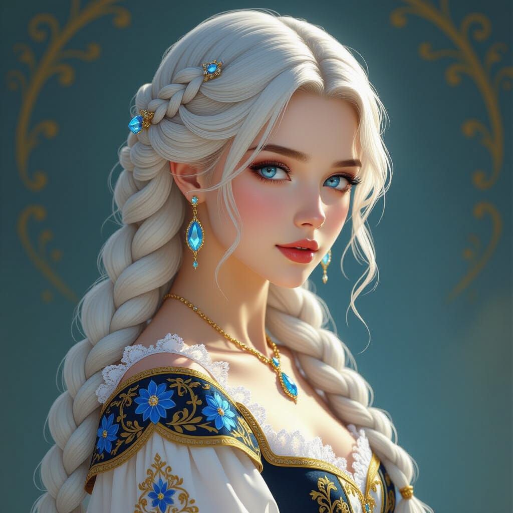 Anime-Fantasy Portrait of a Woman with Braided Hair