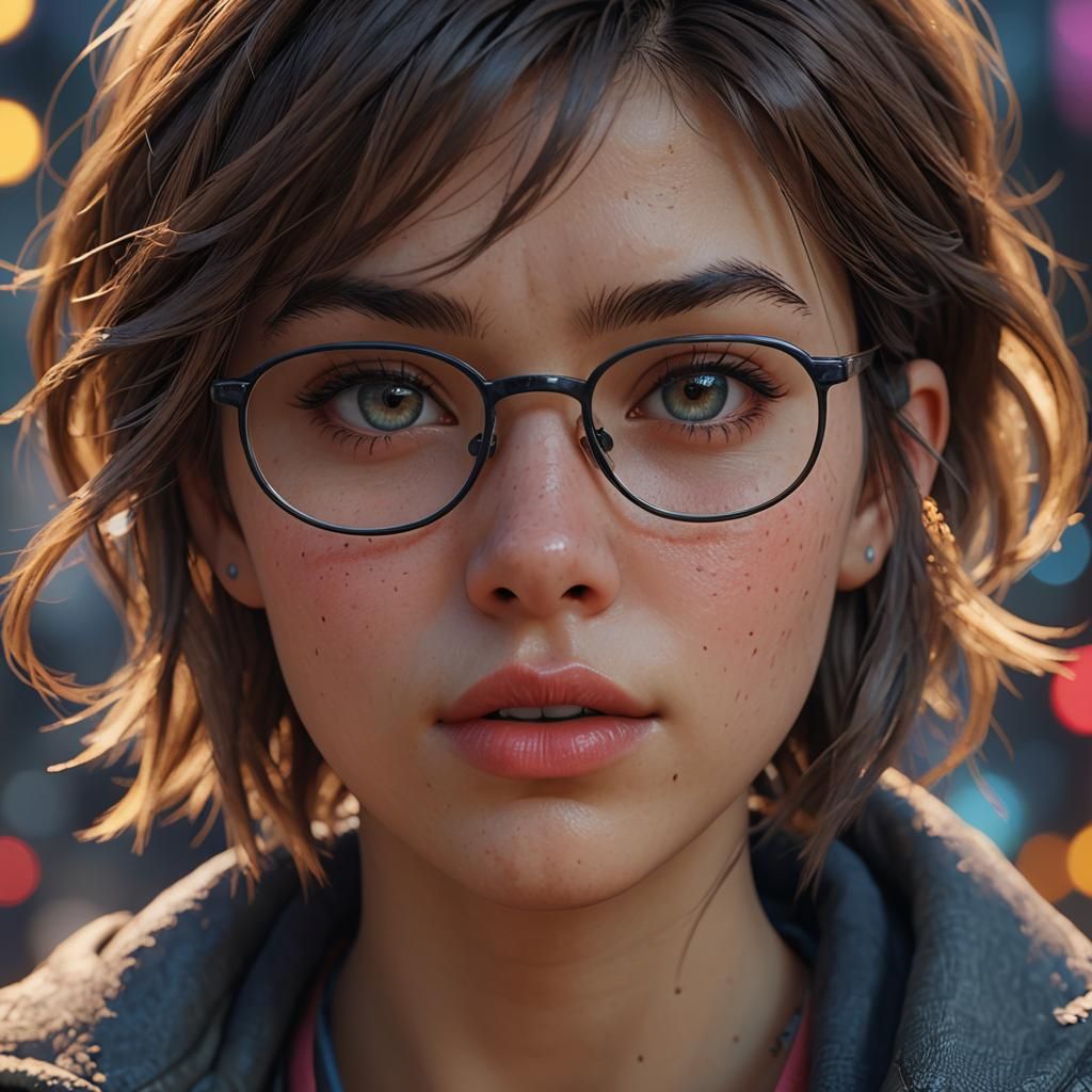 Girl in Glasses with 3D Cinematic Lighting