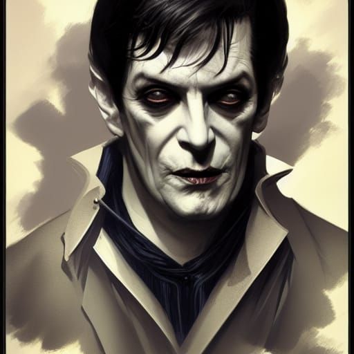 Barnabas Collins Vampire Portrait in Art Nouveau Style