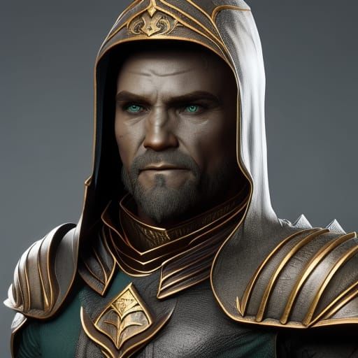 Half-Elf Rogue in Hooded Armor: Fantasy Art