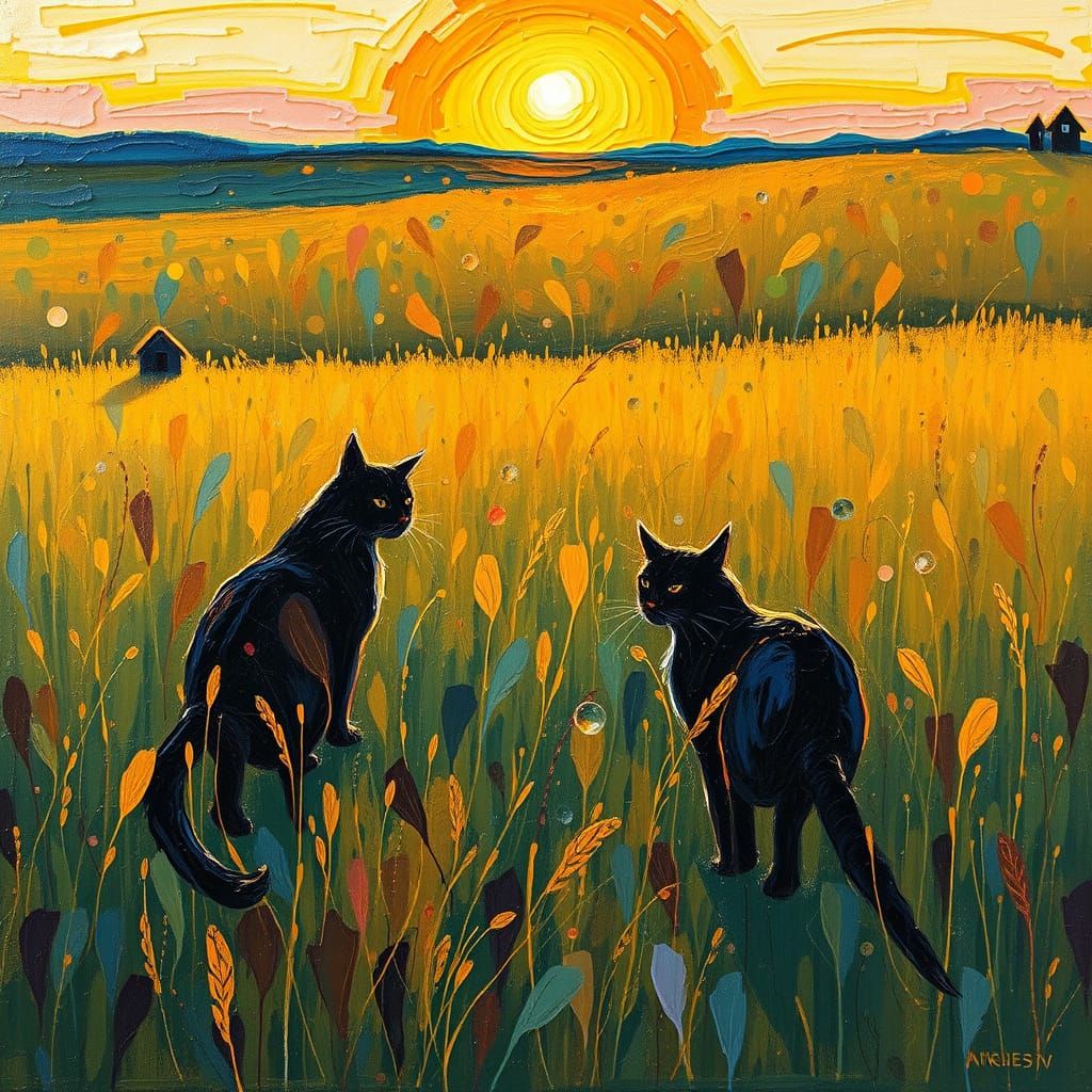 Liminal Rye Field in Expressionist Style