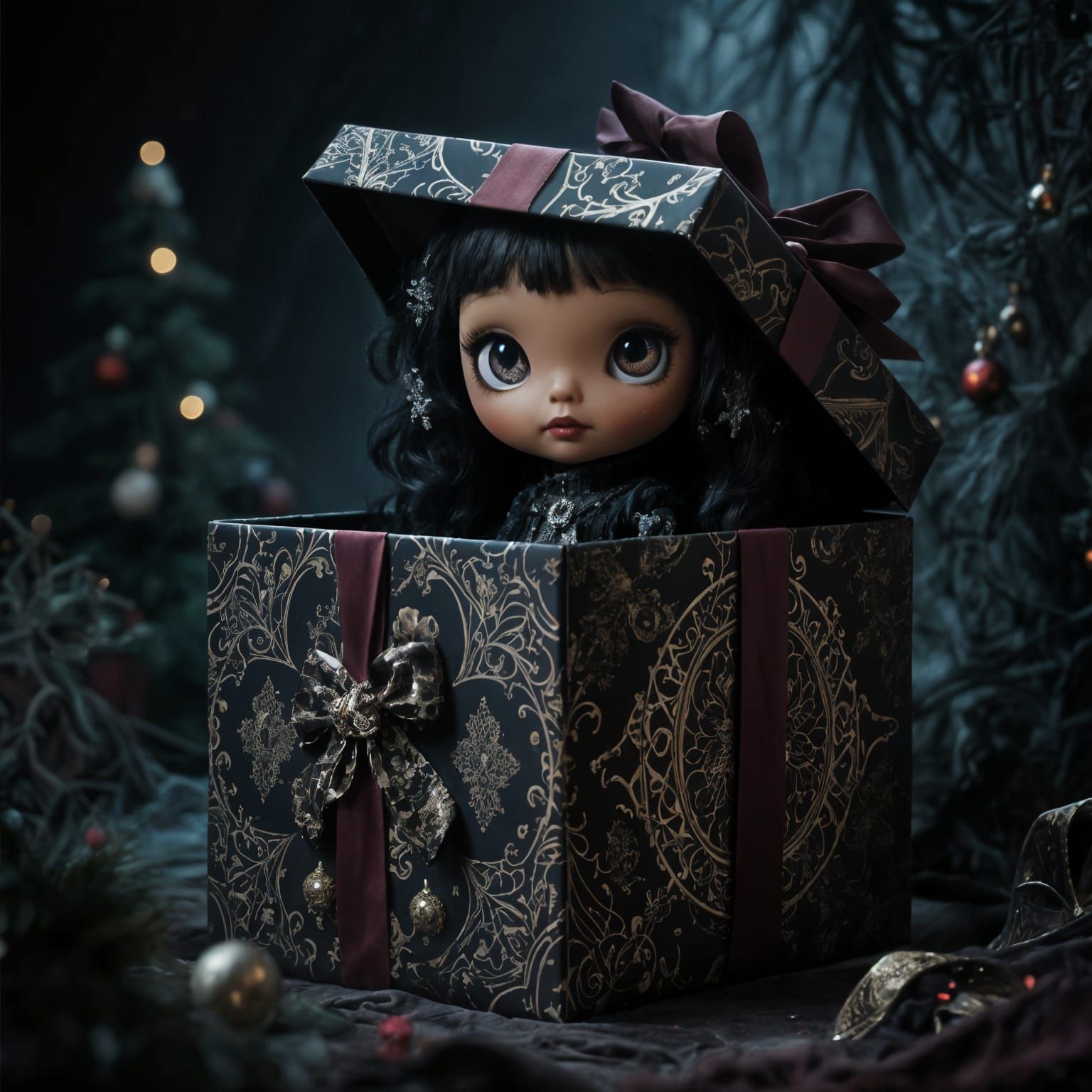 Eerie Haunted Doll Stares From Christmas Gift Box