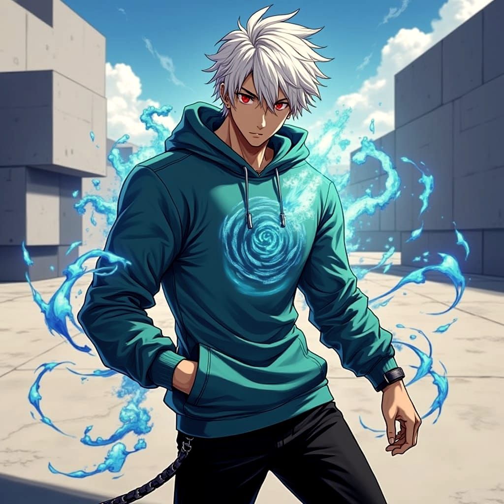 Anime Character with Blue Aura in Open World
