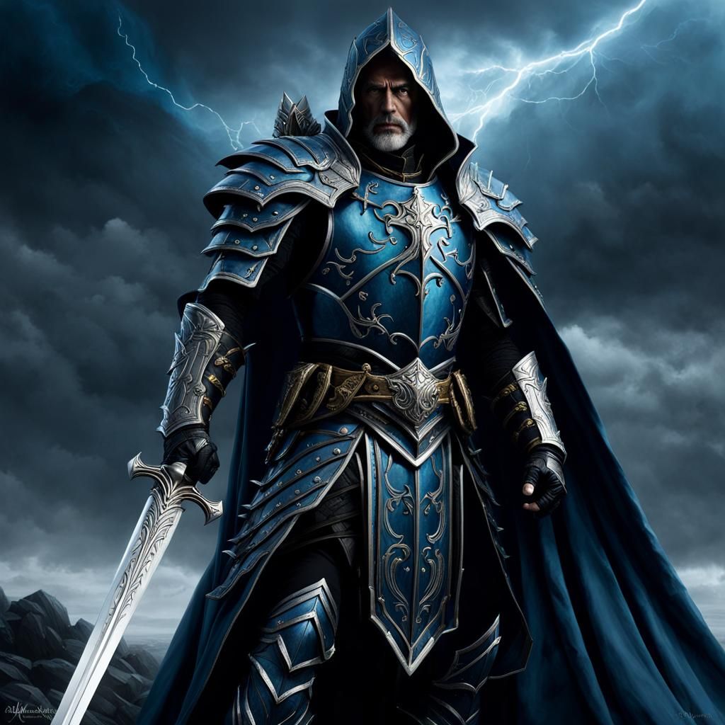 Dark Fantasy Warrior Amidst the Storm