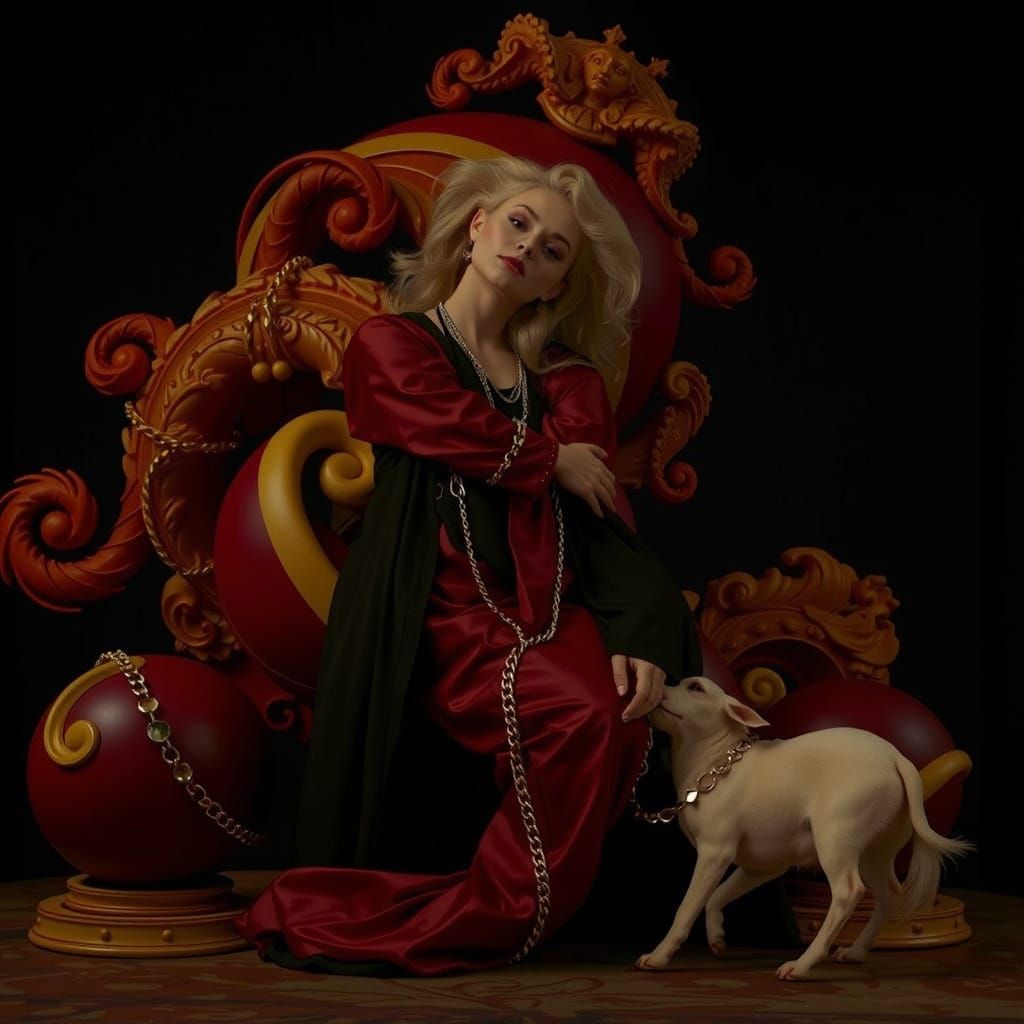 Glamorous Woman in Maximalist Psychedelic Surrealism