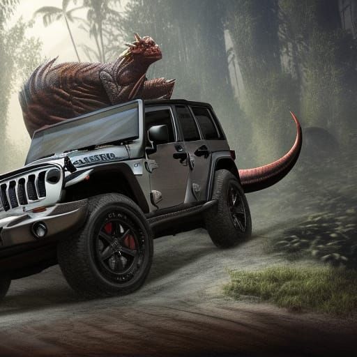 Scaly Jeep with Tail: Detailed Fantasy Concept Art
